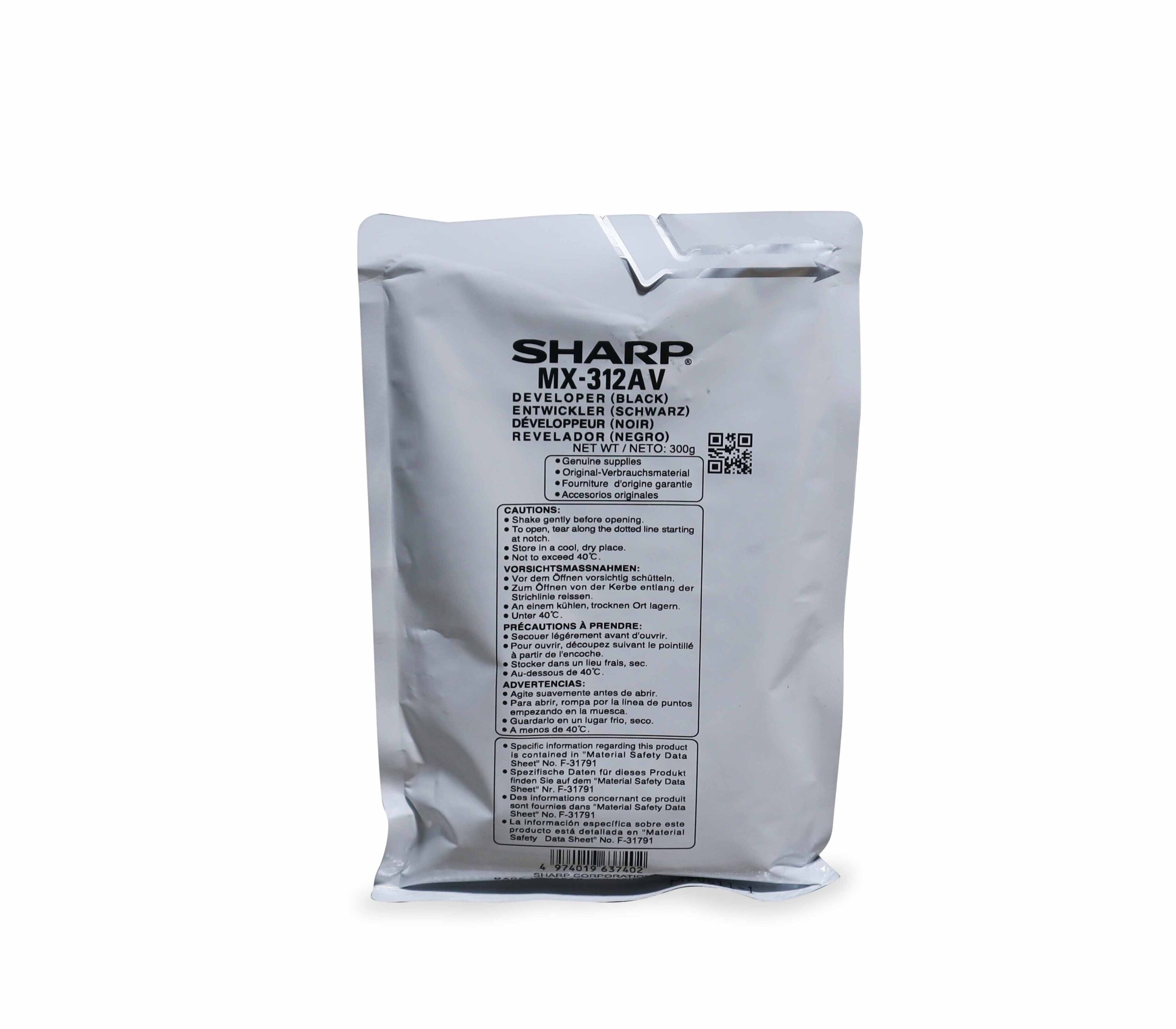 Genuine SHARP MX-312AV Developer Black – Original Supply (300g)